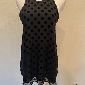 Stone Cold Fox Dress Black Sleeveless Mini Velvet Spots Size 2